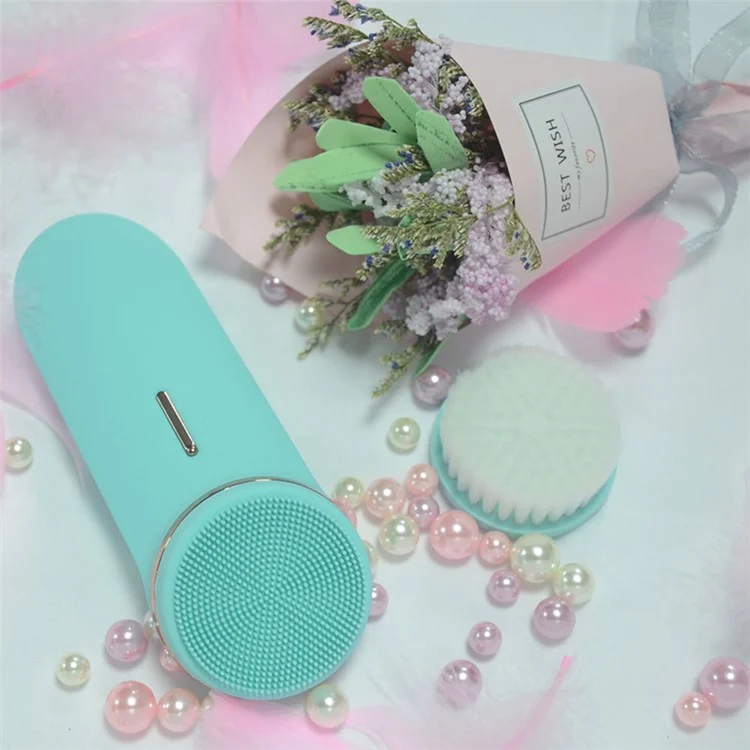NY-S802A Limpiador Facial Eléctrico Sónico Portátil Herramientas de Limpieza Facial Compacto Dispositivo de Belleza Facial - Verde