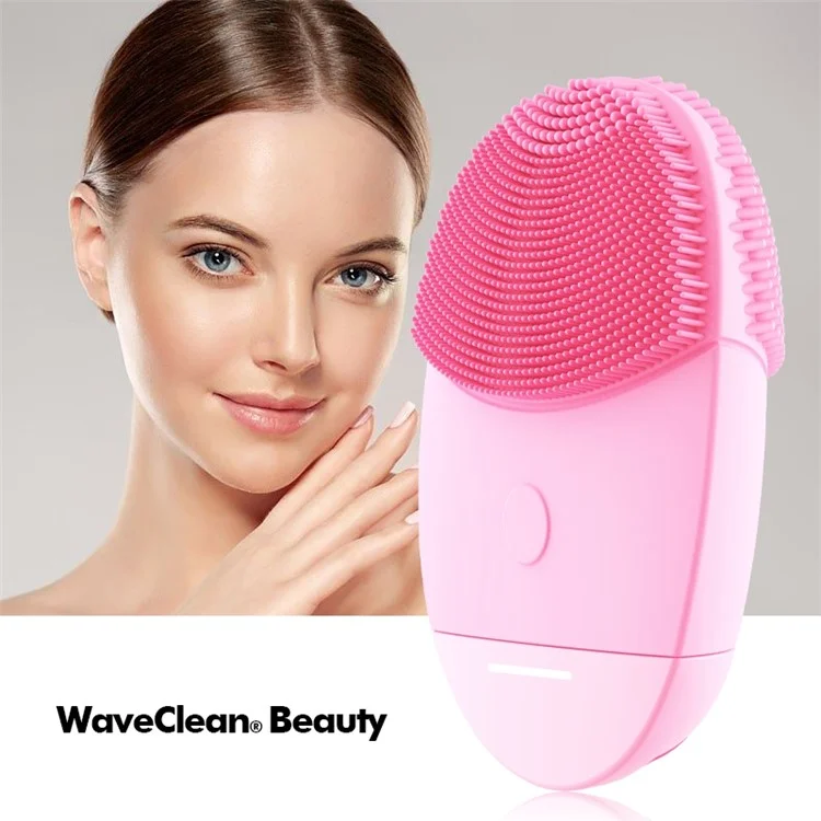 Brosse de nettoyage du visage en silicone mini HQ-A005, masseur pour les soins de la peau - Rose