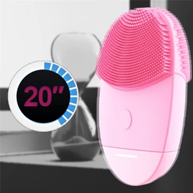 Brosse de nettoyage du visage en silicone mini HQ-A005, masseur pour les soins de la peau - Rose