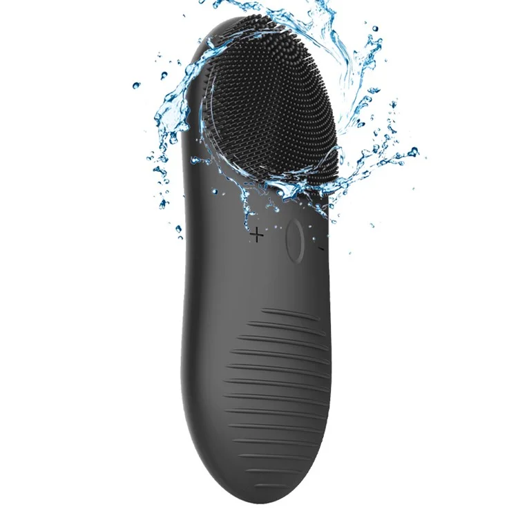 HQ-A008 Silicone Facial Cleansing Brush Sonic Electric Face Washing Instrument IPX7 Waterproof Facial Cleaner - Black