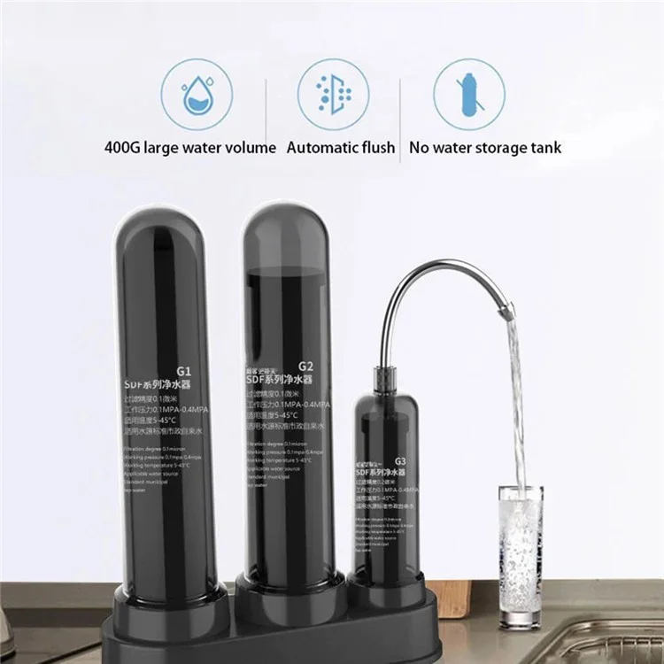 DKS 3-Stage Faucet Water Purifier Drinking Water Filter System Purifying Machine
