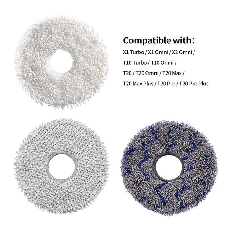 JUNSUNMAY 4Pcs Vacuum Cleaner Mop Pad for ECOVACS X1 Turbo  /  X1 Omni  /  X2 Omni  /  T10 Turbo  /  T10 Omni  /  T20  /  T20 Omni - Blanc