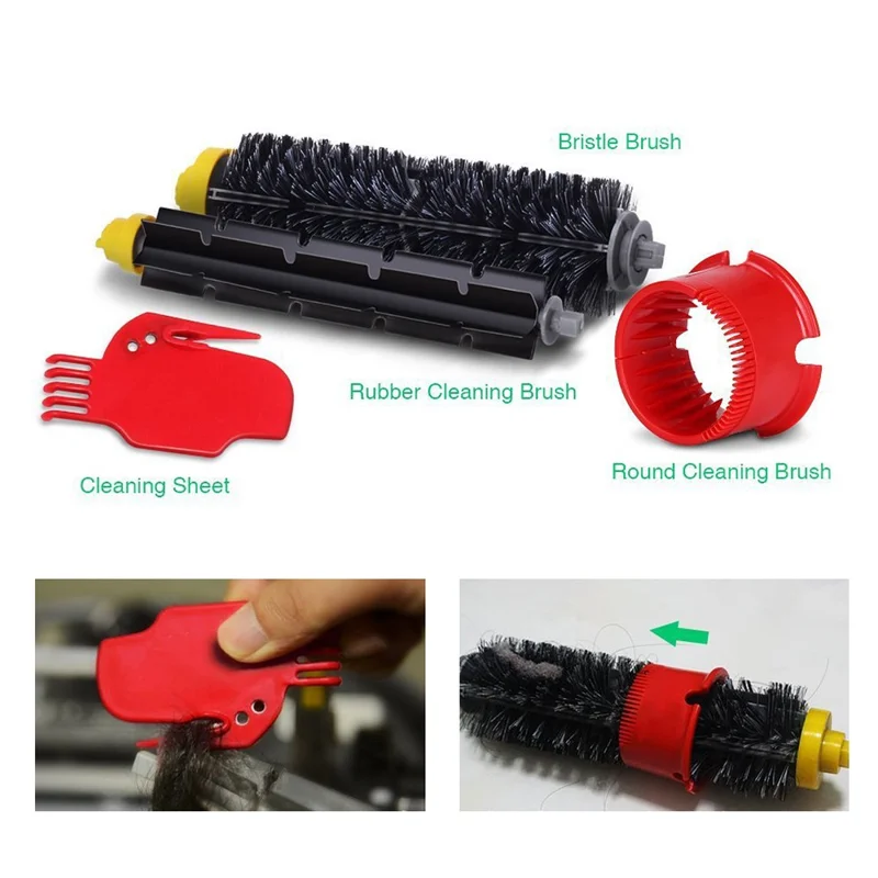 4 Side-Edge Brush+2 Pairs Main Brush+4 Filter for iRobot 600 Series (with 3 Cleaning Tools)