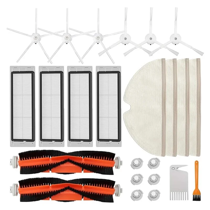 Kit de acessórios com 24 peças para Roborock S4 / S5 / S6 - Escova principal + Filtro + Esfregão + Escova lateral 