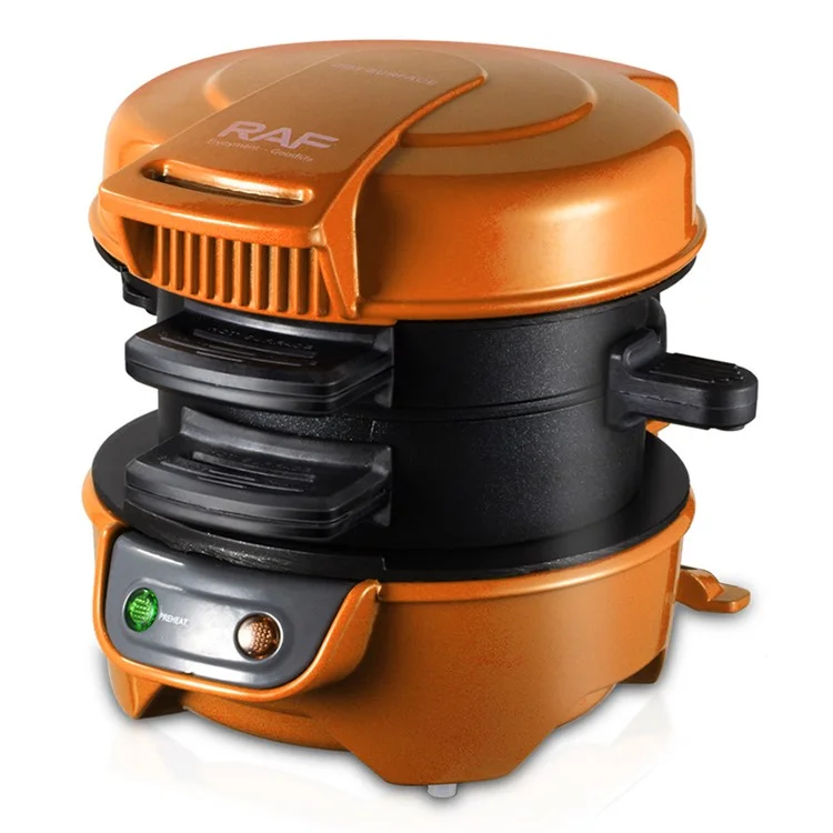RAF R.666 Burger Maker Multifunction Hamburger Presser Sandwich Machine, Prise EU (Sans BPA, Pas d'agrément FDA) - Orange