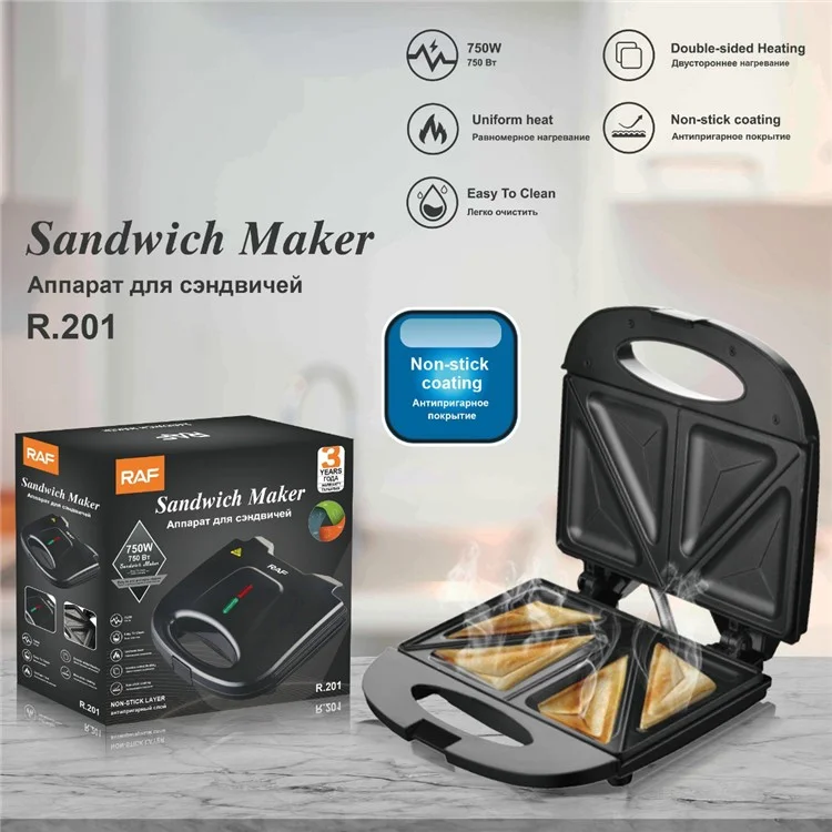 RAF R.201 Sanduicheira para 2 Sanduíches de Lados Duplos Maker de Café da Manhã (Sem Certificado da FDA)