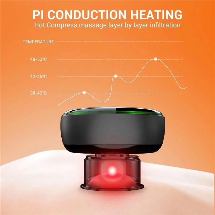 SC05 Smart Cupping Machine Remote Massager Rechargeable Therapy Vacuum Heated Cupping Massager - Negro