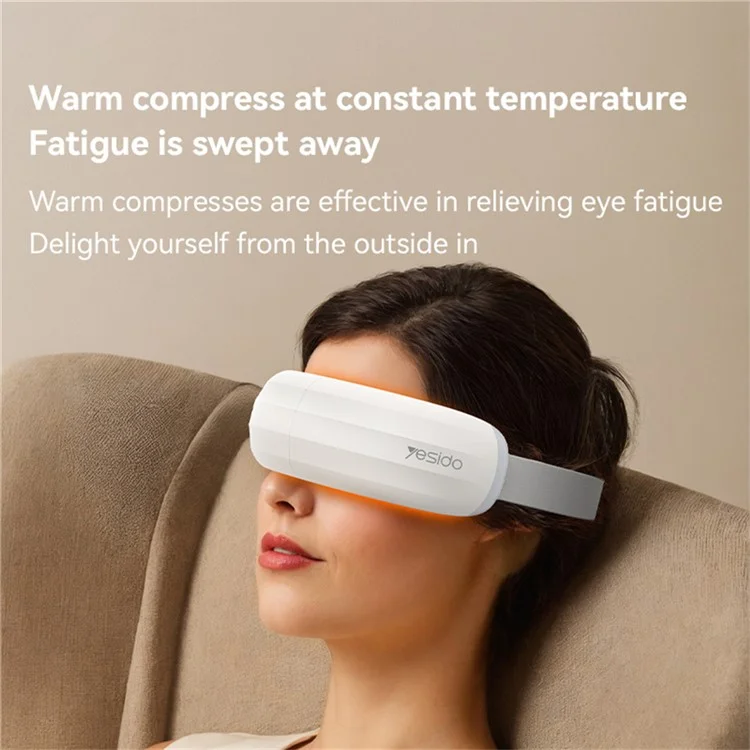 YESIDO MG13 Massageador de Olhos com Compressão Quente em 3 Níveis, Recarregável, para Alívio da Fadiga Ocular