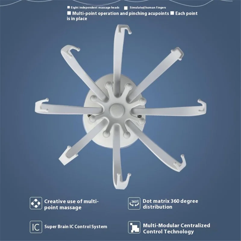 Electric Head Massager Rechargeable Octopus Design 8 Nodes Scalp Massage Device - Blue