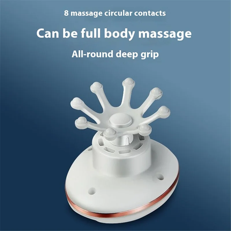 Electric Head Massager Rechargeable Octopus Design 8 Nodes Scalp Massage Device - Blue