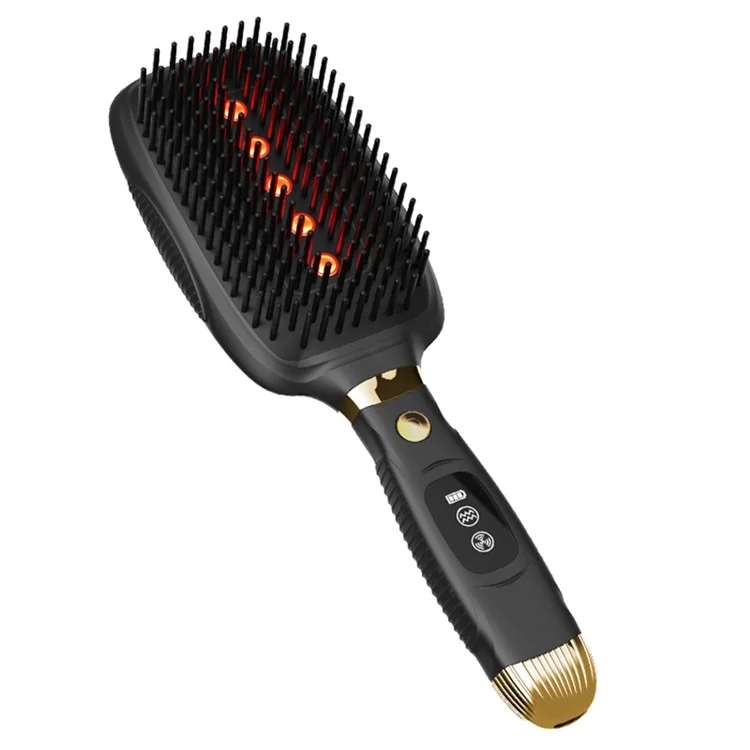 HC2006 Pente de Massagem Elétrico com Vibração, Terapia de Luz Vermelha, EMS Microcorrente para Estimulação do Crescimento Capilar - Preto