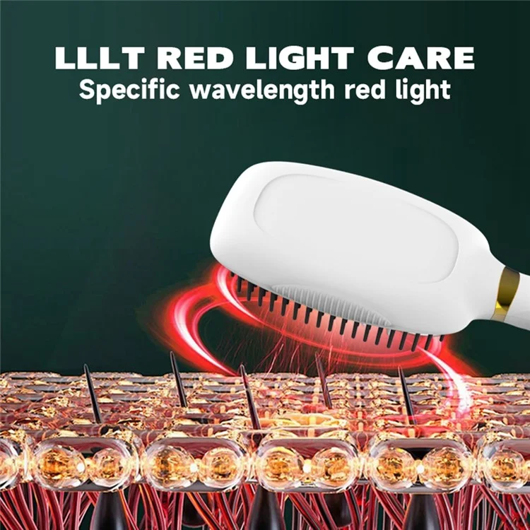 HC2006 Pente de Massagem Elétrico com Vibração, Terapia de Luz Vermelha, EMS Microcorrente para Estimulação do Crescimento Capilar - Preto