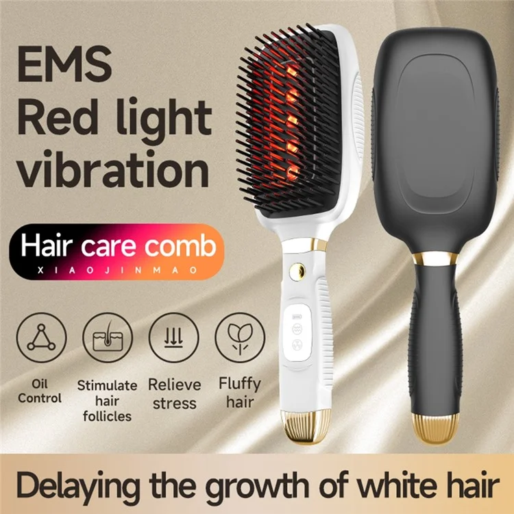 HC2006 Pente de Massagem Elétrico com Vibração, Terapia de Luz Vermelha, EMS Microcorrente para Estimulação do Crescimento Capilar - Preto