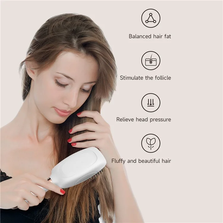 HC2006 Pente de Massagem Elétrico com Vibração, Terapia de Luz Vermelha, EMS Microcorrente para Estimulação do Crescimento Capilar - Preto