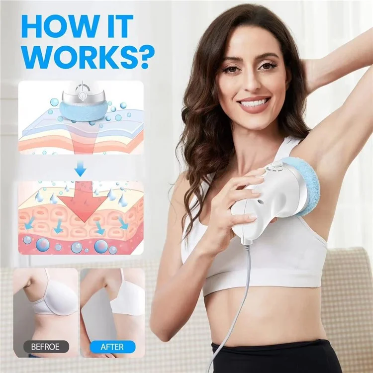 Handheld Body Massager Multi-Function Anti-Cellulite Device with 3 Washable Massage Pads - EU Plug