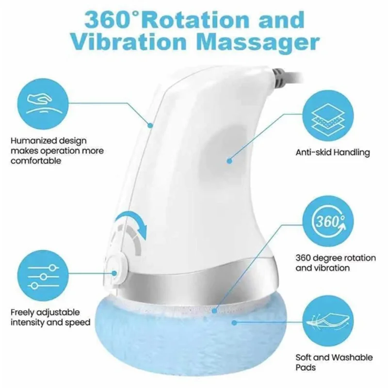 Handbediende Body Massager Multifunctioneel Anti-Cellulite Apparaat Cadeau met 3 Wasbare Massagematjes - US Standaard