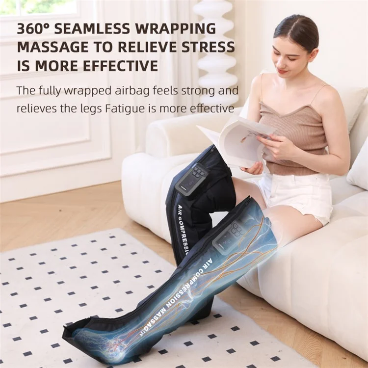 ST-504 1Pc LCD Display Air Pressure Electric Massager Cordless Leg Relaxer Foot Cover Heat Therapy Machine