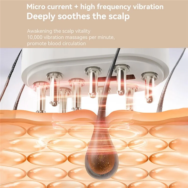 2213 Massageador de Couro Cabeludo com Terapia de Luz Vermelha Aplicador Elétrico de Líquido para Crescimento Capilar com Rolo de Massagem
