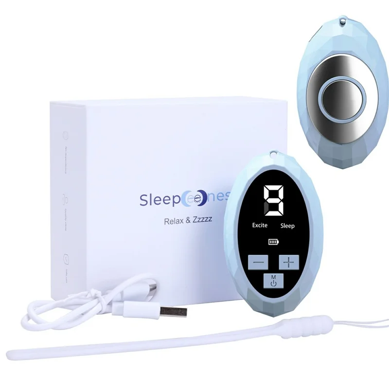 K320 9 Levels Handheld Microcurrent Sleep Aid Device Pulse Insomnia Anxiety Relief Instrument - Blue