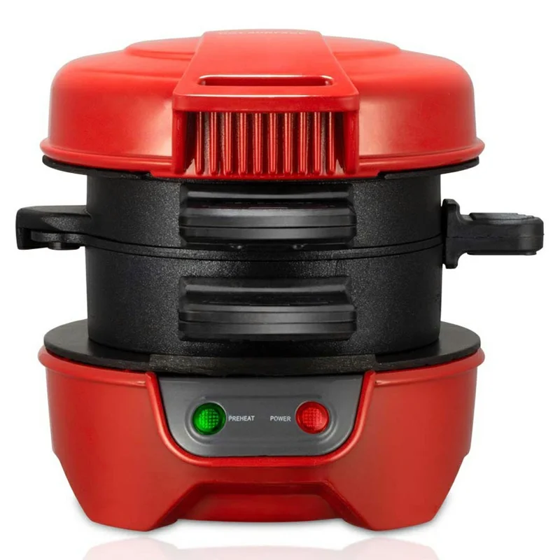 Máquina Multifuncional para Desayuno - Sándwich, Hamburguesa, Huevo y Filete (Sin BPA, Sin FDA), Enchufe UE 220V - Rojo