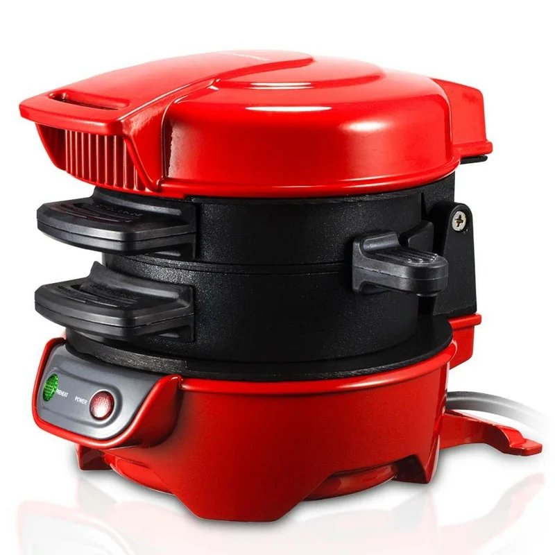 Máquina Multifuncional para Desayuno - Sándwich, Hamburguesa, Huevo y Filete (Sin BPA, Sin FDA), Enchufe UE 220V - Rojo
