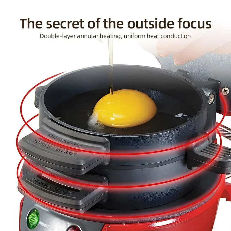 Máquina Multifuncional para Café da Manhã - Sanduíche, Hambúrguer, Ovo e Bife (Livre de BPA, Sem FDA), 220V Plug Europeu - Cinza