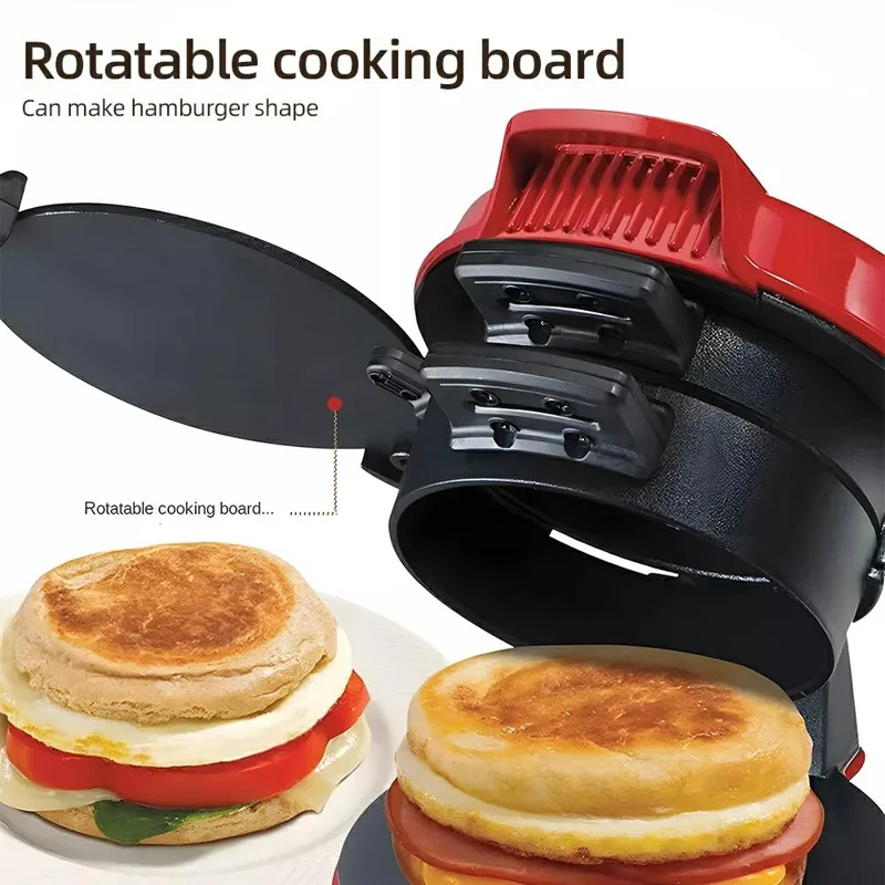 Máquina Multifuncional para Café da Manhã - Sanduíche, Hambúrguer, Ovo e Bife (Livre de BPA, Sem FDA), 220V Plug Europeu - Cinza