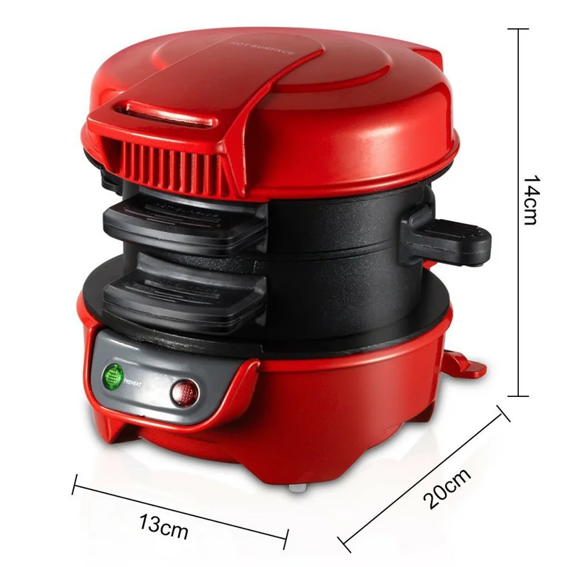 Máquina Multifuncional para Café da Manhã - Sanduíche, Hambúrguer, Ovo e Bife (Livre de BPA, Sem FDA), 220V Plug Europeu - Cinza