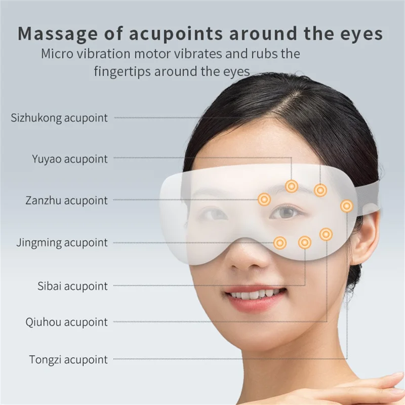 Maschera per occhi AR-225 con massaggio a compressione calda e fredda, vibrazione e compatibilità Bluetooth per la riproduzione musicale