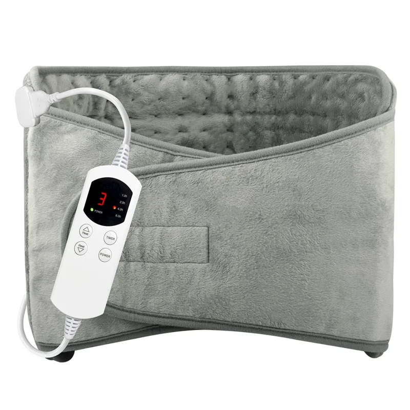 HP3040 Electric Heating Pad with Timer Temperature Control Waist Belt Warmer for Office / Home - Grey / US Plug