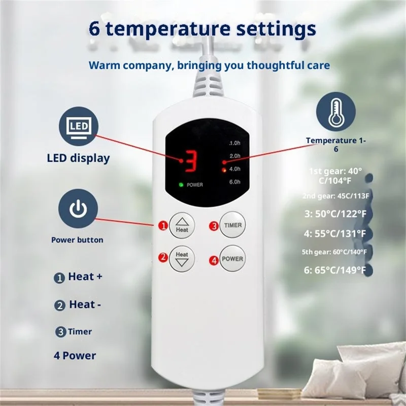 HP3040 Electric Heating Pad with Timer Temperature Control Waist Belt Warmer for Office / Home - Grey / US Plug