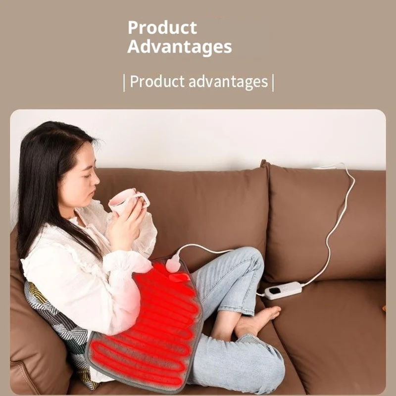 HP3060A Smart Heating Pad Adjustable Temperature Therapy Blanket for Office / Home Use Single Electric Heating Blanket Waist Belt - Blue  /  US Plug