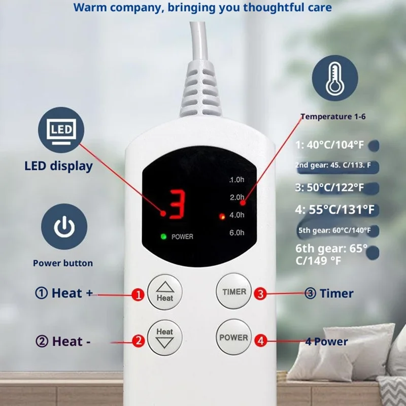 HP3060 30 x 60cm Intelligenter elektrischer Heizpad Einstellbare Temperatur Therapie Decke Einzelperson Wärmematte - Grau / US-Stecker