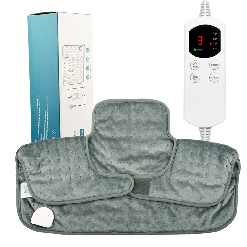 Riscaldamento HP4076B Pad Vest Wrap Spalla Collo Schiena con 6 Impostazioni di Calore / 4 Impostazioni Timer per Sollievo dal Dolore - Grigio / Spina USA
