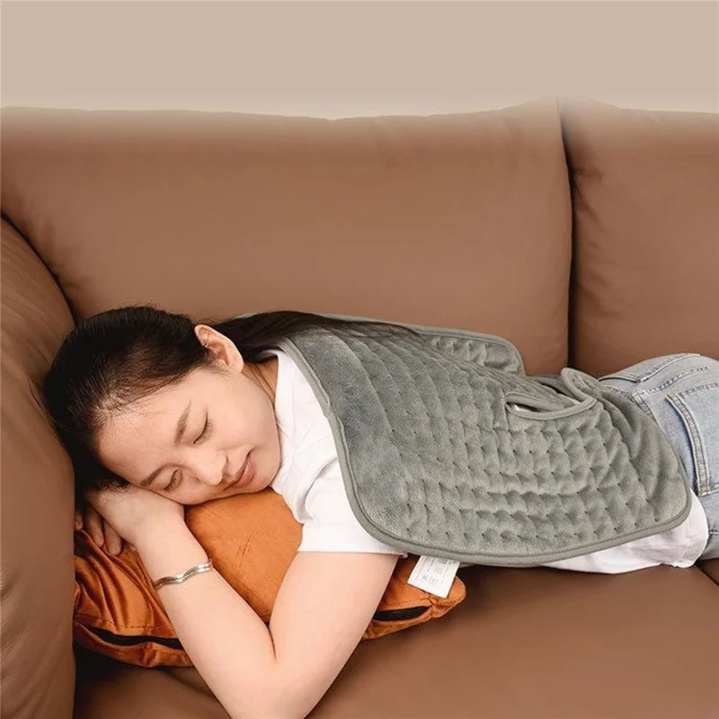 HP4555 Heated Shoulder Wrap Electric Blanket for Winter Electric Heating Pad 6 Temperature Settings Timer Function - Grey  /  US Plug