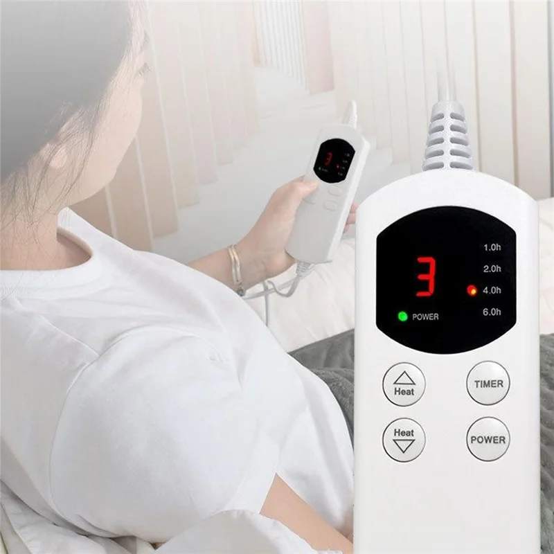 HP4555 Heated Shoulder Wrap Electric Blanket for Winter Electric Heating Pad 6 Temperature Settings Timer Function - Grey  /  US Plug