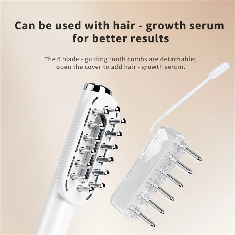 k339 RF Hair Growth Comb LED Light Therapy Scalp Care EMS Microcurrent Electric Massage Instrument - White