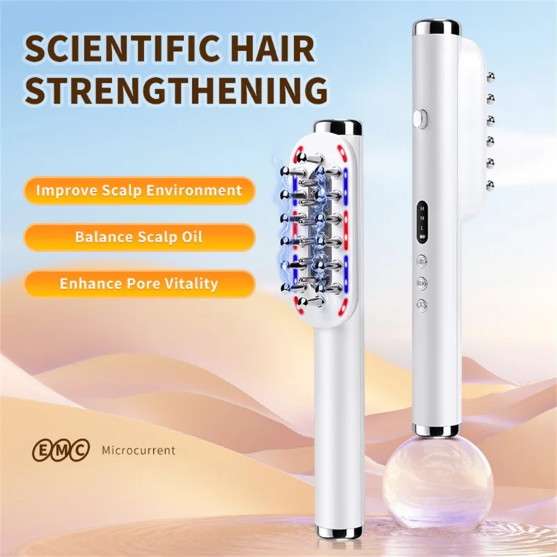 Pente K339 de Crescimento Capilar com RF, Terapia com Luz LED, Cuidado do Couro Cabeludo, Instrumento de Massagem Elétrica com Microcorrente EMS - Preto