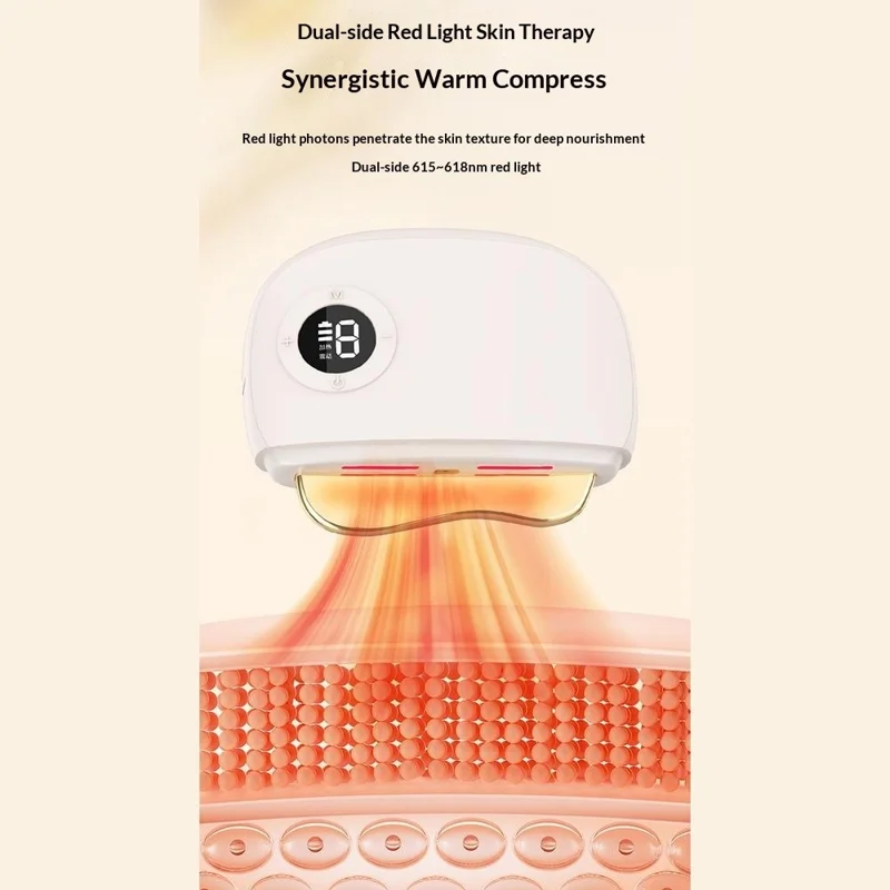 2386 Microcurrent Neck Massager 9 Levels Heating Vibration Electric Scraping Board for Full Body - Apricot