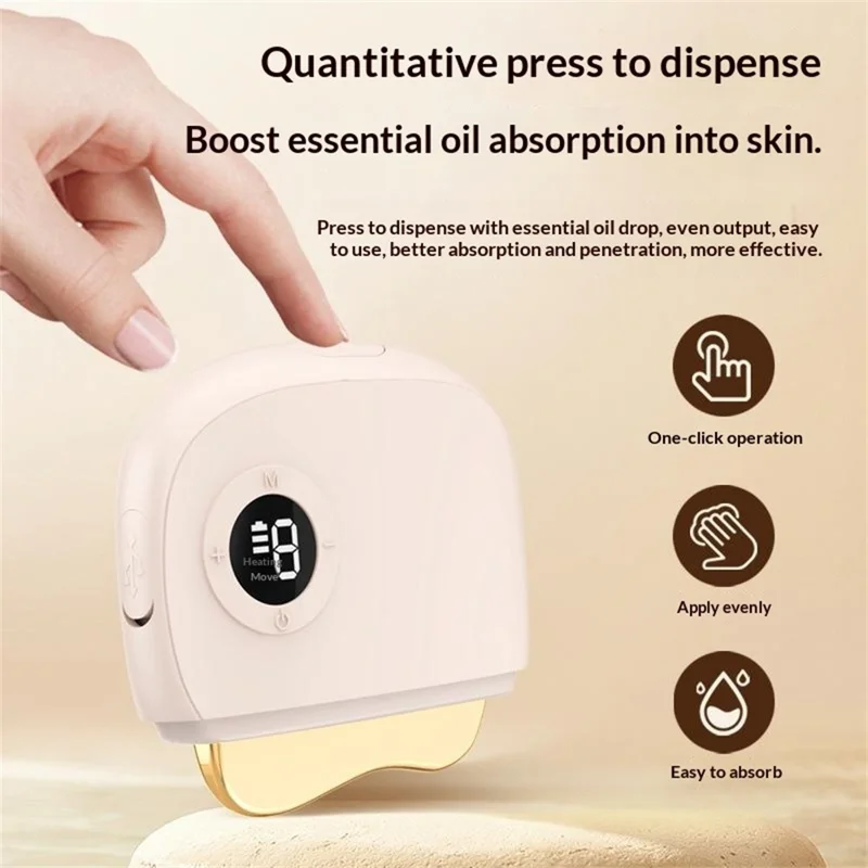 2386 Microcurrent Neck Massager 9 Levels Heating Vibration Electric Scraping Board for Full Body - Apricot