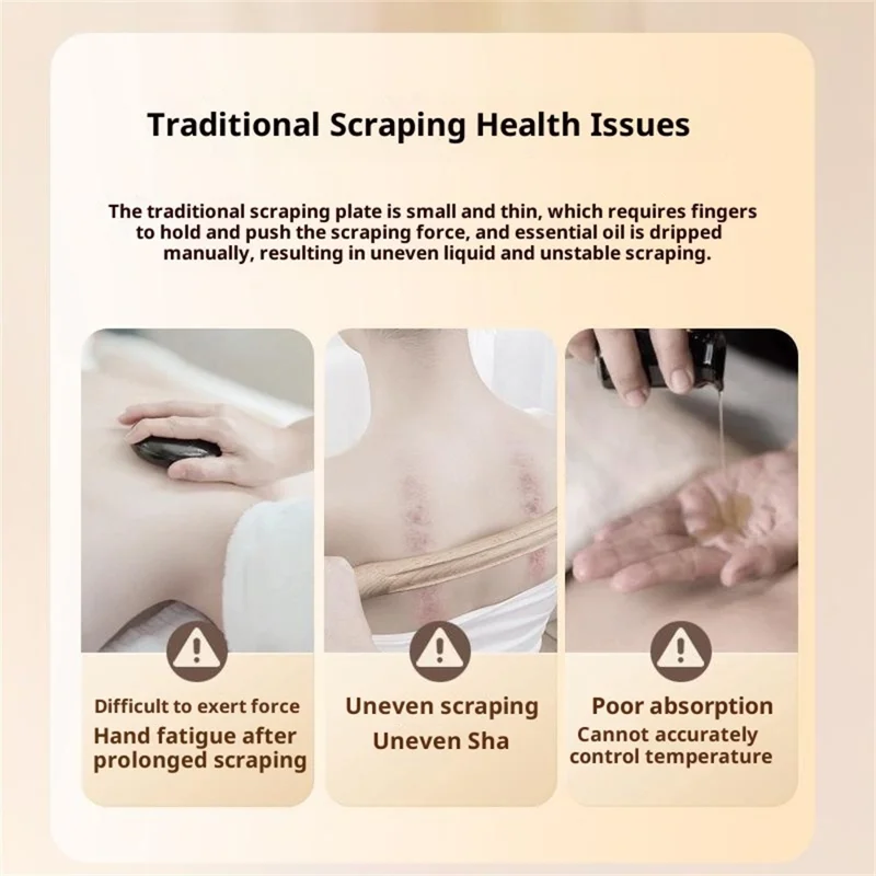 2386 Microcurrent Neck Massager 9 Levels Heating Vibration Electric Scraping Board for Full Body - Apricot