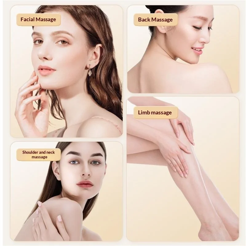 2386 Microcurrent Neck Massager 9 Levels Heating Vibration Electric Scraping Board for Full Body - Apricot