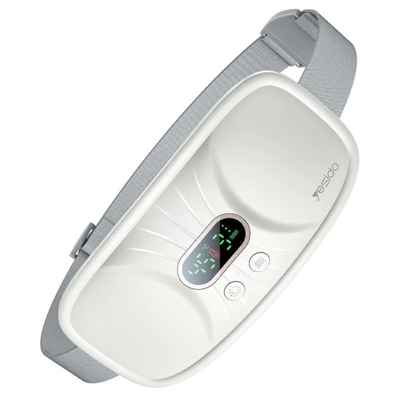 حزام التدفئة والتدليك الكهربائي YESIDO MG28 لتدفئة الرحم / الخصر بشاشة رقمية و3 أنماط اهتزاز و4 إعدادات حرارة - أبيض