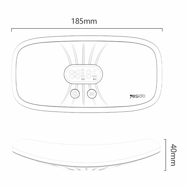 حزام التدفئة والتدليك الكهربائي YESIDO MG28 لتدفئة الرحم / الخصر بشاشة رقمية و3 أنماط اهتزاز و4 إعدادات حرارة - أبيض