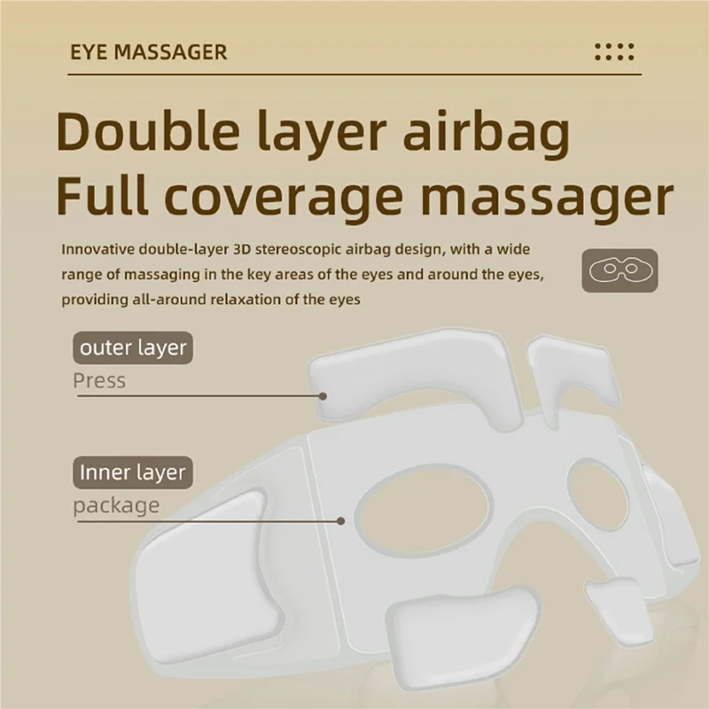 جهاز تدليك العين الذكي ST-210، قناع نوم بعلاج حراري وتدليك بالضغط الهوائي مع دعم الموسيقى عبر بلوتوث - أبيض