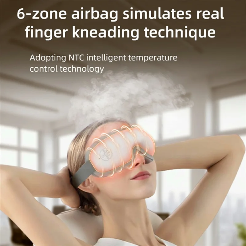 جهاز تدليك العين الذكي ST-210، قناع نوم بعلاج حراري وتدليك بالضغط الهوائي مع دعم الموسيقى عبر بلوتوث - أبيض