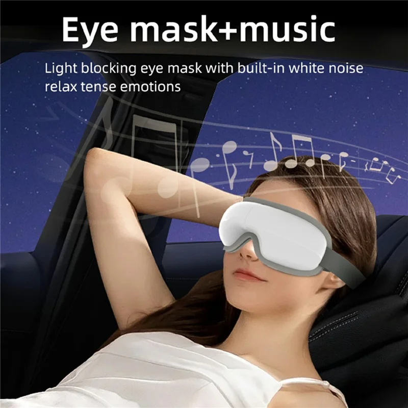 جهاز تدليك العين الذكي ST-210، قناع نوم بعلاج حراري وتدليك بالضغط الهوائي مع دعم الموسيقى عبر بلوتوث - أبيض