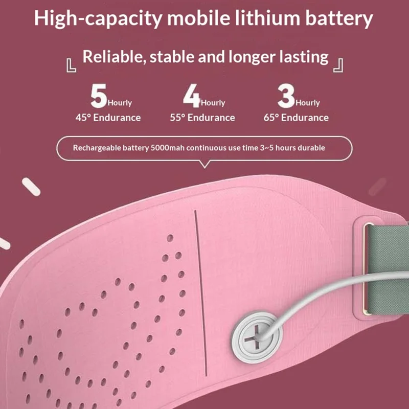 P2 Electric Heated Massage Belt 5000mAh Battery Bluetooth-compatible APP Control Graphene Warming Waist Belt for Menstrual Care - Pink
