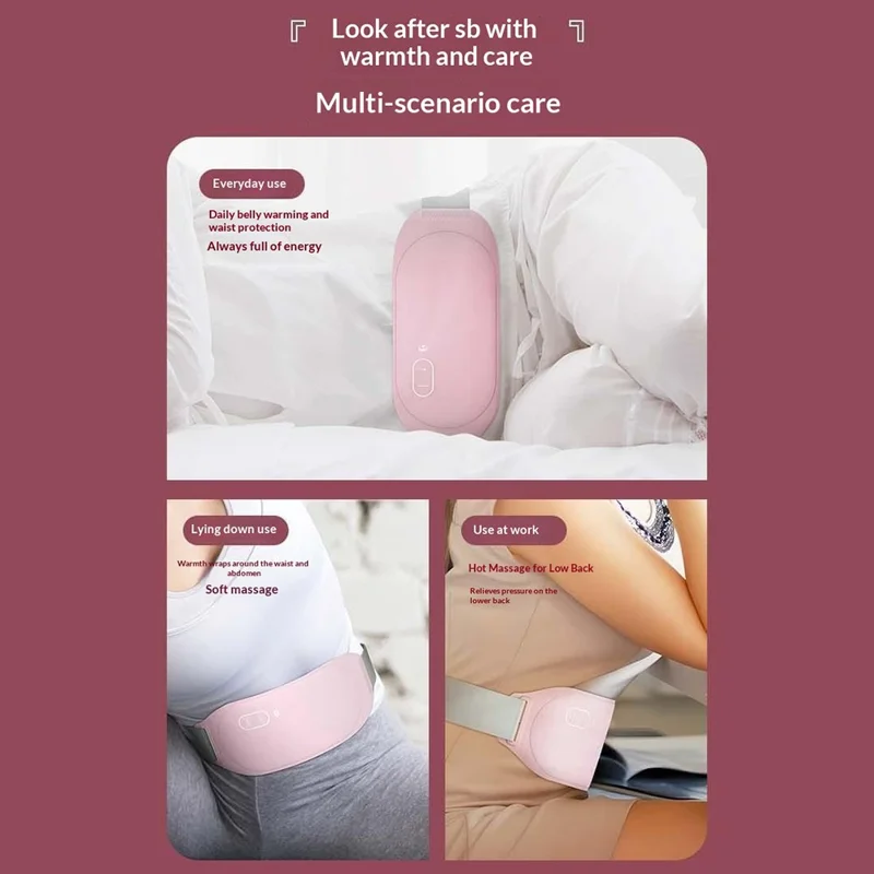 P2 Electric Heated Massage Belt 5000mAh Battery Bluetooth-compatible APP Control Graphene Warming Waist Belt for Menstrual Care - Pink