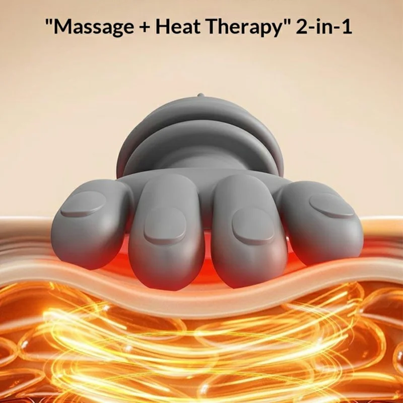 Shoulder Neck Massager Red Light Heat Therapy Bionic Hand Kneading Wireless Cervical Massager - Grey
